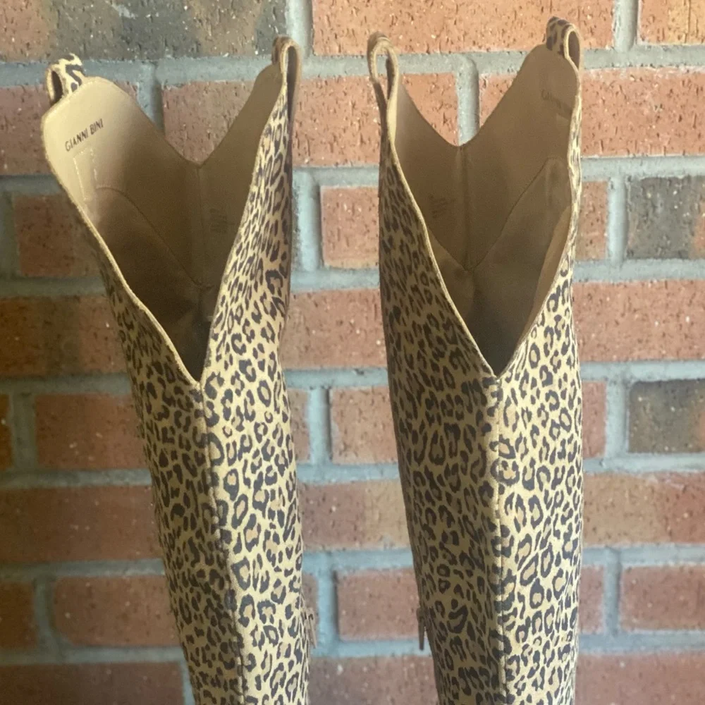 Gianni Bini Leopard-Print Over-the-Knee Western Boots